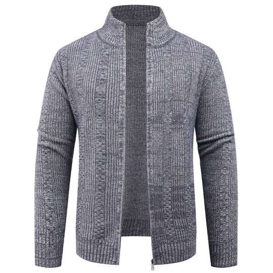 Herren Strickjacke mit modernem Reißverschluss und Zopfmuster R&B
