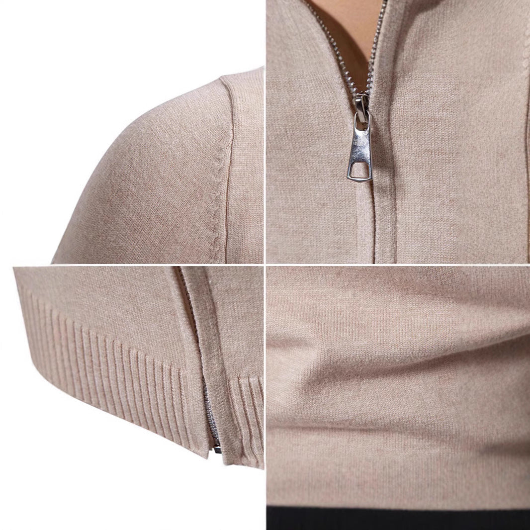 Herren modischer Strickpullover mit hohem Kragen und Reißverschluss