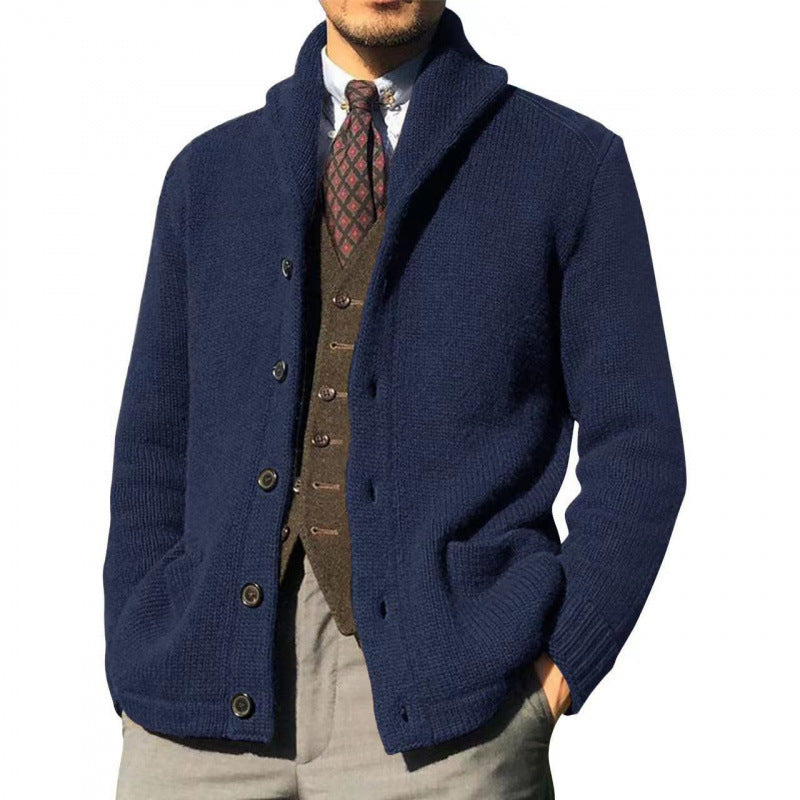 Herren Strickjacke mit modernem Stehkragen und praktischen Knöpfen R&B