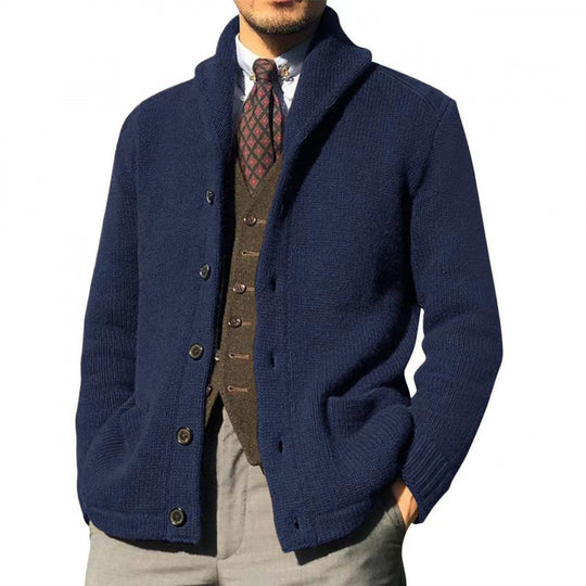 Herren Strickjacke mit modernem Stehkragen und praktischen Knöpfen R&B