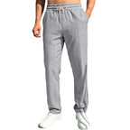 Herren nan Ferien-Loungehose aus atmungsaktivem Leinen‑Baumwollmix mit elastischem Bund und geradem Bein R&B