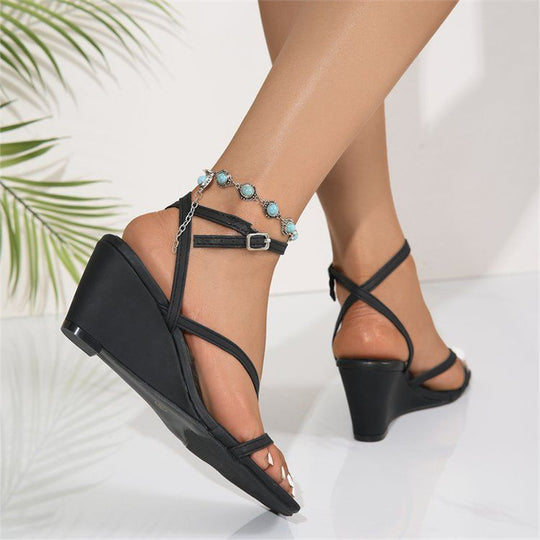 Damen elegante Plateau-Sandalen mit verstellbarem Riemendesign R&B