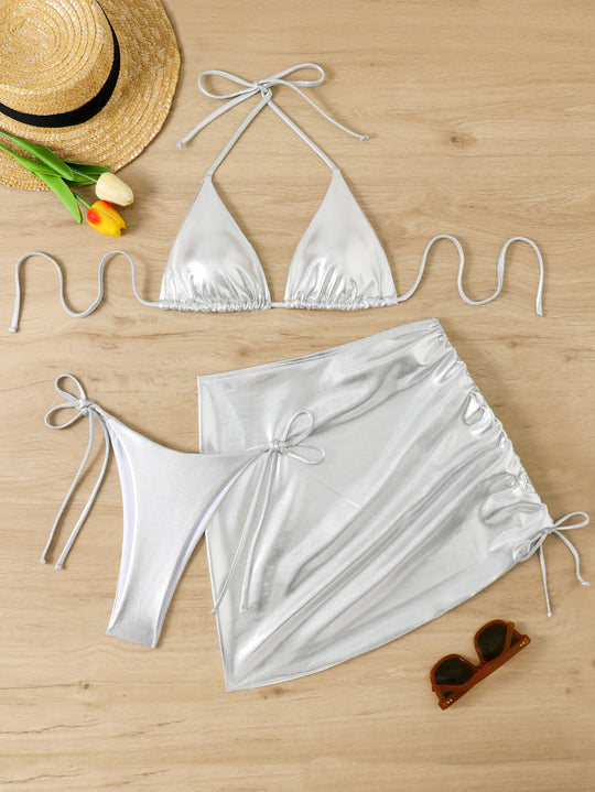 Damen Triangel-Bikini mit raffiniertem Wickelrock R&B