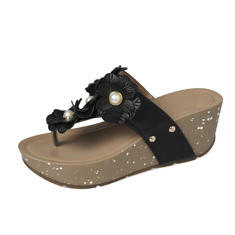 Damen Wedge-Sandaletten mit floralen Verzierungen und bequemer Absatztechnologie R&B