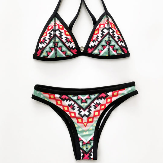 Damen Triangel-Bikini mit aufregendem Ethno-Design und verspielten Akzenten R&B