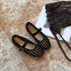 Damen klassische Ballerinas aus perforiertem Material
