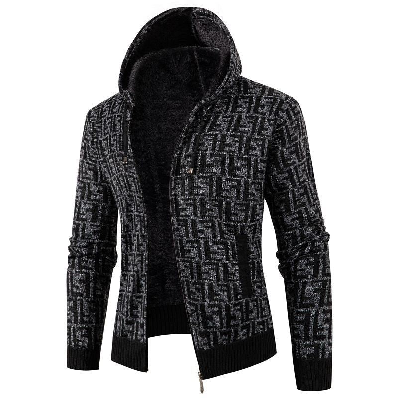 Herren Strickjacke mit modernem Zopfmuster und kuscheligem Innenfutter