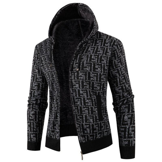 Herren Strickjacke mit modernem Zopfmuster und kuscheligem Innenfutter R&B