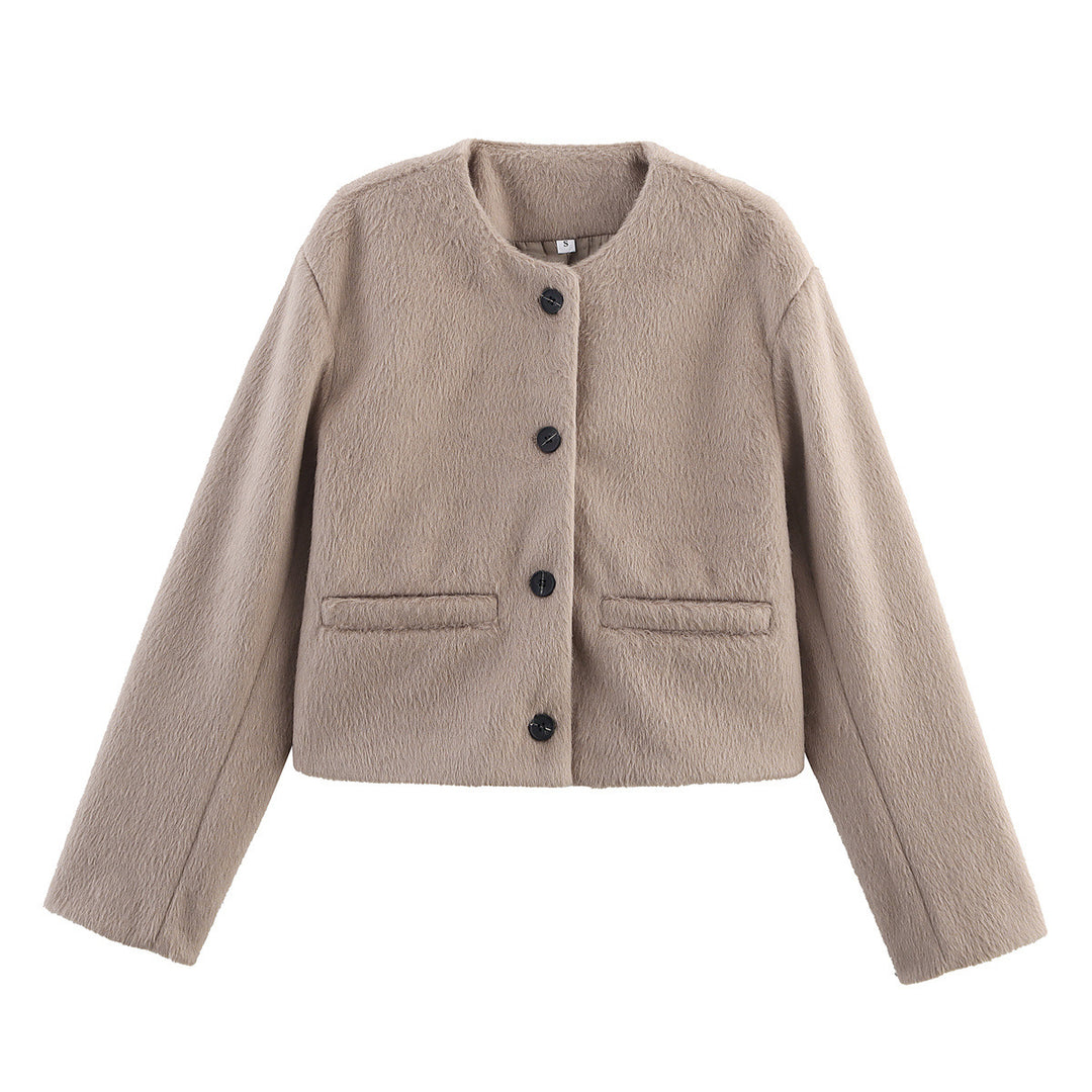 Damen lässige Teddyjacke mit Knopfleiste und aufgesetzten Taschen R&B