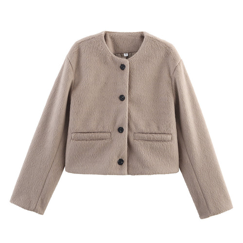 Damen lässige Teddyjacke mit Knopfleiste und aufgesetzten Taschen R&B