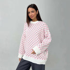 Damen Oversized Pullover mit floraler Strickstruktur R&B