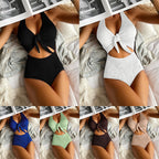 Damen Einteiler Badeanzug mit modernes Wickeldetail und figurbetontem Schnitt R&B