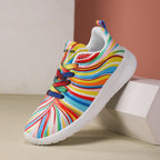 Damen Sportliche Sneakers mit buntem Wellenmuster