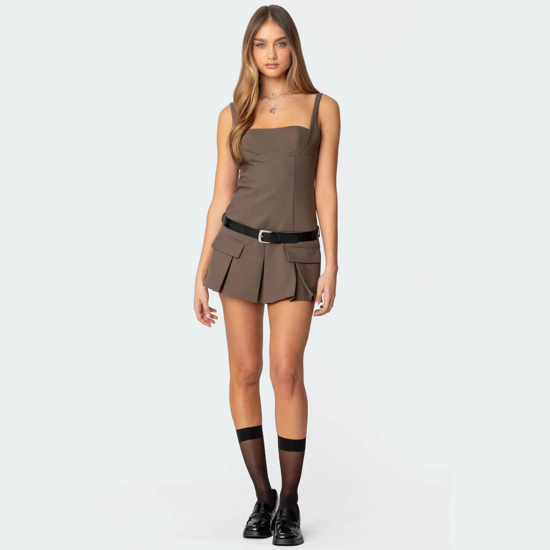 Damen Sportliches Overallkleid mit tiefem Ausschnitt und praktischen Taschen R&B