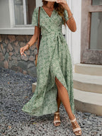 Damen Wickelkleid mit floralem Design und feinem V-Ausschnitt R&B