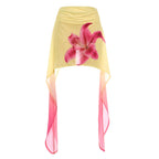Damen Sommerlicher Wickelrock mit floralem Design und asymmetrischem Saum R&B