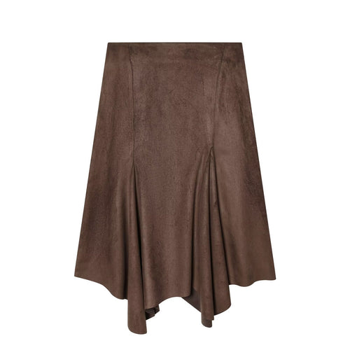 Damen A-linien Rock aus weichem Wildlederimitat mit elegantem Fall R&B