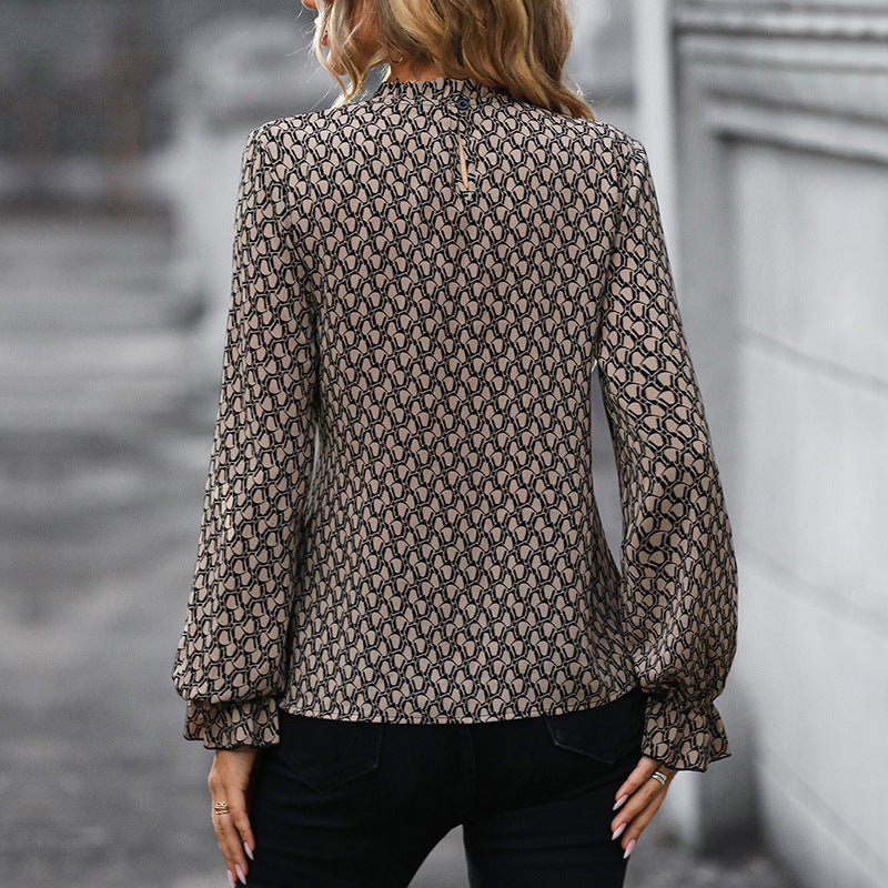 Damen Bluse mit schickem Wickeldesign und voluminösen Ärmeln R&B