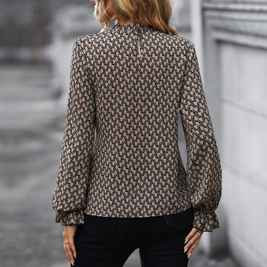 Damen Bluse mit schickem Wickeldesign und voluminösen Ärmeln R&B