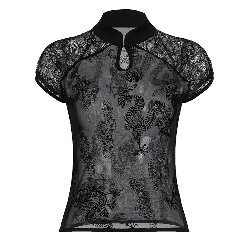 Damen elegante Spitzenbluse mit dezenten Akzenten R&B