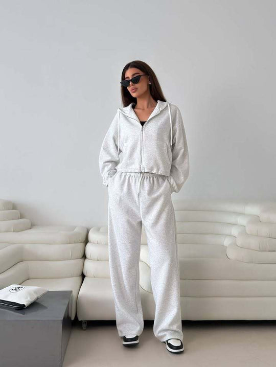 Damen lässige Kapuzenjacke mit hohem Kragen und Reißverschluss R&B