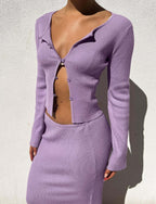 Damen Strickanzug mit modischen Knopfdetails R&B
