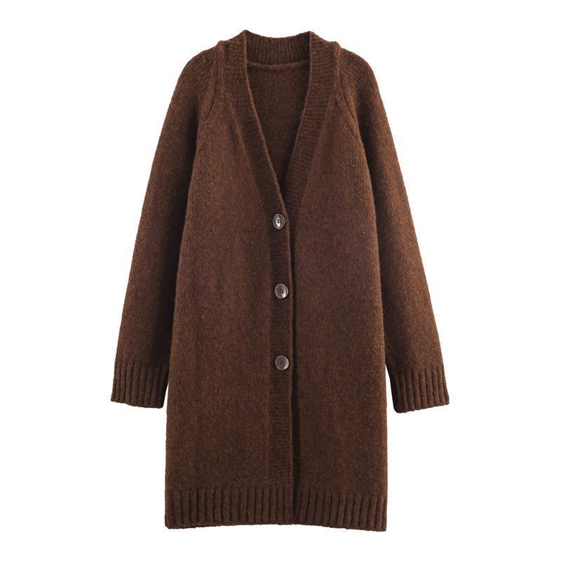 Damen Lange Strickjacke mit eleganter Knopfleiste und weichfließendem Material R&B