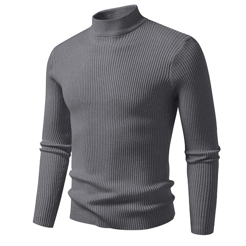 Herren eleganter Rollkragenpullover aus feinem Rippstrick R&B