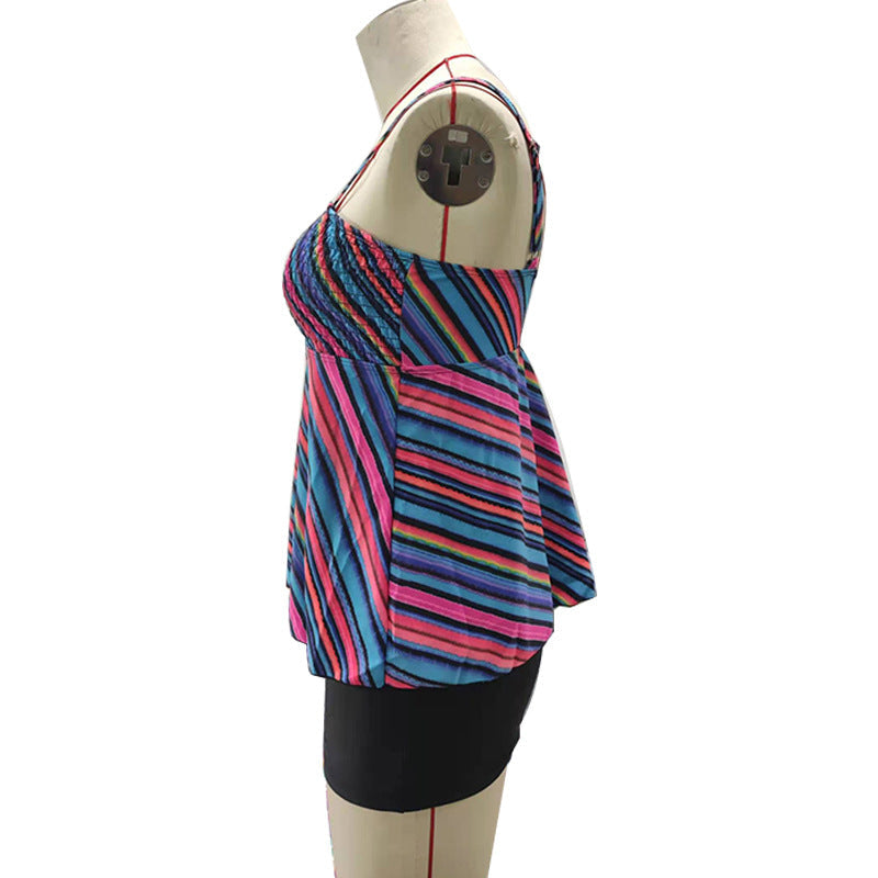 Damen Tankini mit verspieltem Streifenmuster R&B