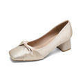 Damen elegante Blockabsatz-Pumps mit hochwertigem Schleifenakzent