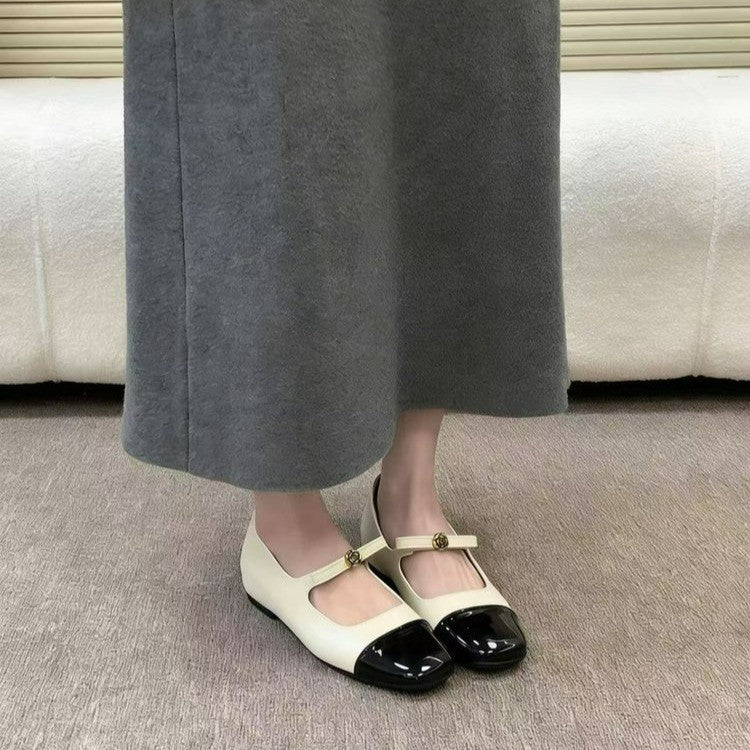 Damen Ballerina Schuhe mit elegantem Riemen und hochwertiger Lackspitze R&B