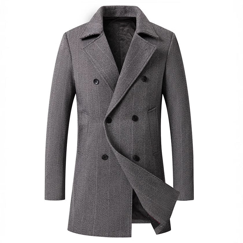 Herren eleganter Doppelreiher-Mantel im minimalistischen Design R&B