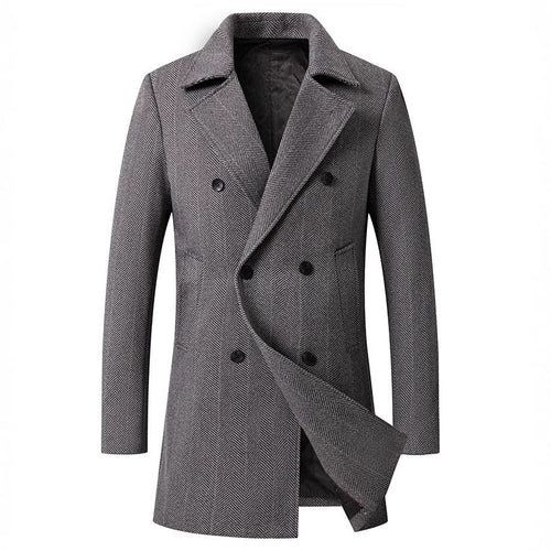 Herren eleganter Doppelreiher-Mantel im minimalistischen Design R&B