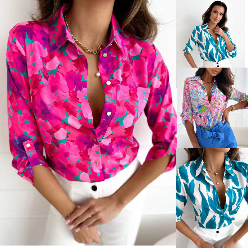 Damen Bluse mit floralen Akzenten und lässigem Schnitt R&B