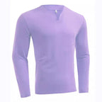 Herren nan Langarmshirt mit V-Ausschnitt Slim Fit Baumwollmix und elastischem Komfortbund R&B