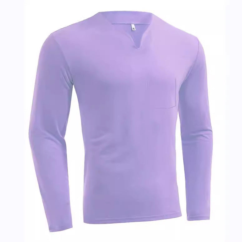 Herren nan Langarmshirt mit V-Ausschnitt Slim Fit Baumwollmix und elastischem Komfortbund R&B