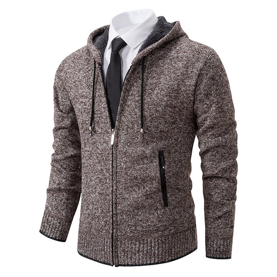 Herren Strickjacke mit Kapuze und weichem Innenfutter R&B