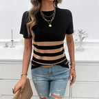 Damen Elegantes Strickoberteil mit klassischem Streifenmuster R&B