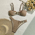 Damen Bandeau-Bikini mit einzigartigem Streifenmuster R&B