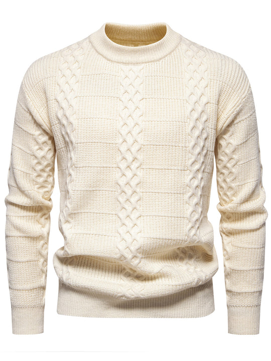 Herren Strukturierter Strickpullover mit hohem Kragen R&B