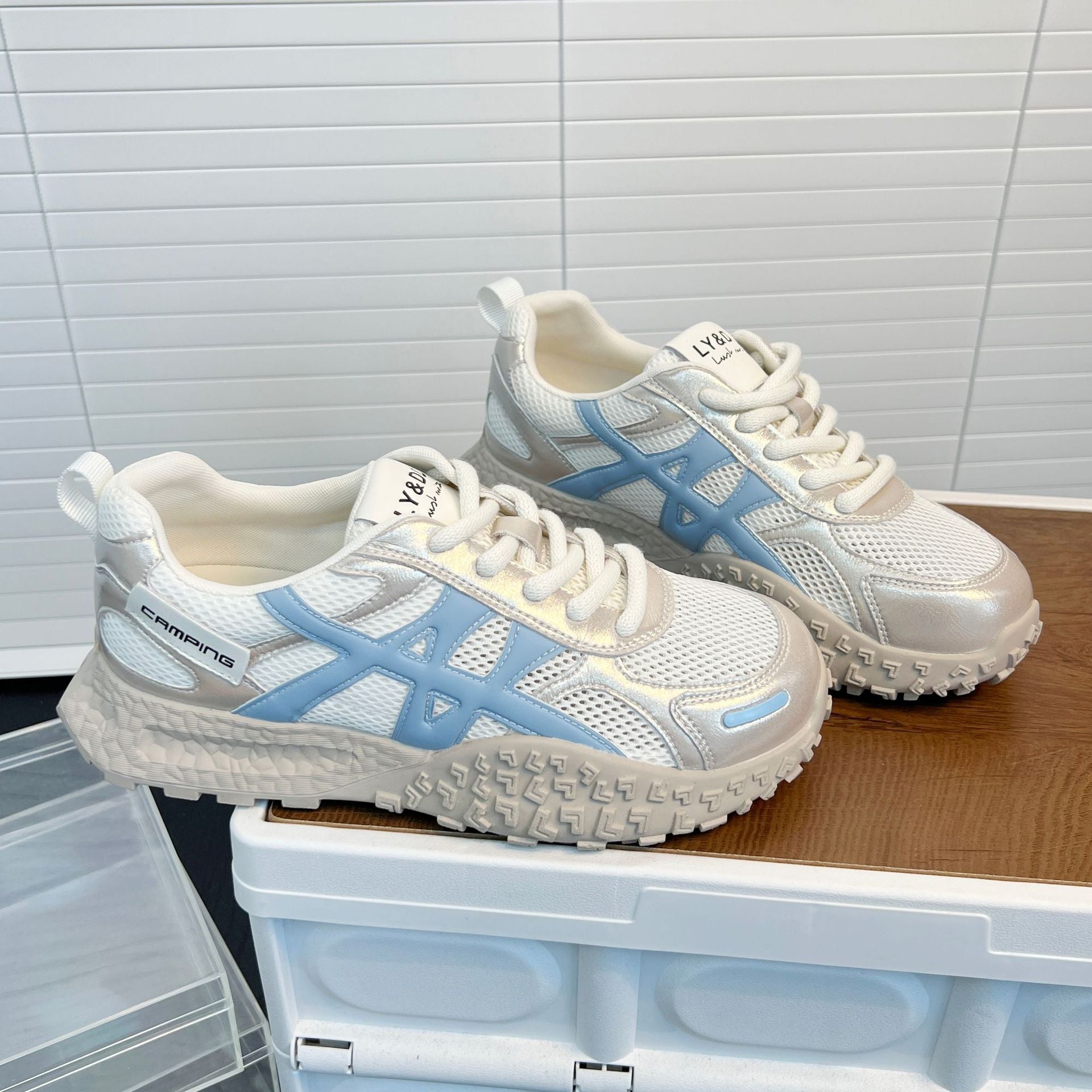 Damen Sportliche Sneakers mit atmungsaktiver Mesh-Oberfläche und rutschfester Sohle R&B