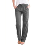 Damen nan leichte Leinenhose mit elastischem Bund und weitem Bein R&B