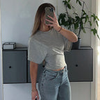 Damen modisches Kurzarm-Oberteil mit lässigem Schnitt und dekorativen Details R&B