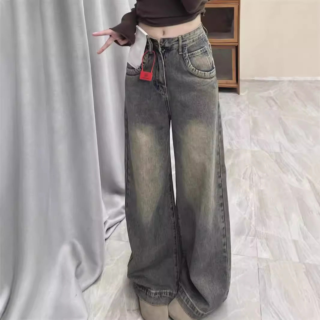 Damen weite High-Waist Jeans mit angenehmem Tragekomfort und modischem Vintage-Look R&B