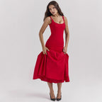 Damen Maxikleid mit schickem Taillen-Schnitt und voluminösem Rock R&B