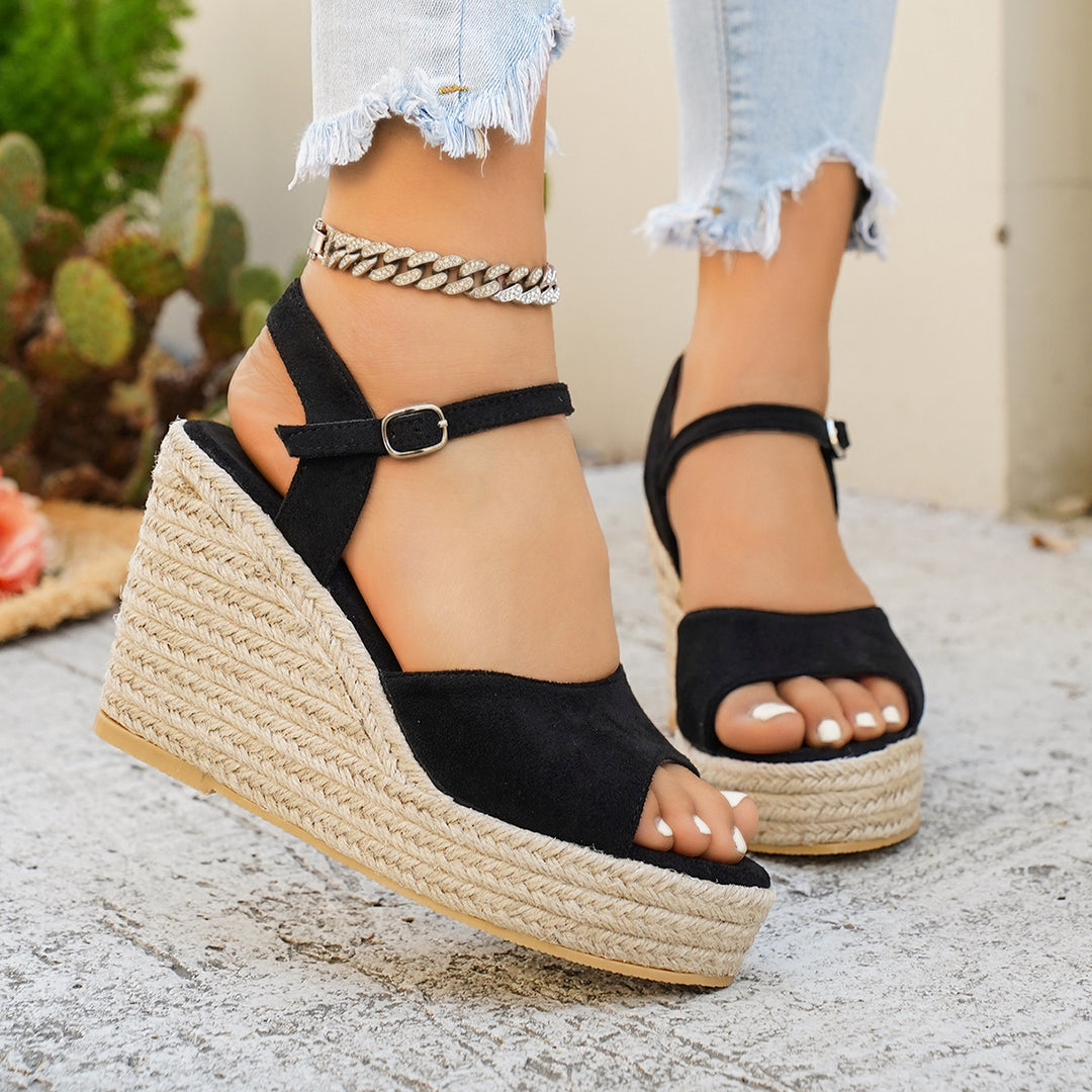 Damen Wedge-Pantoletten mit eleganter Schnallenverzierung R&B