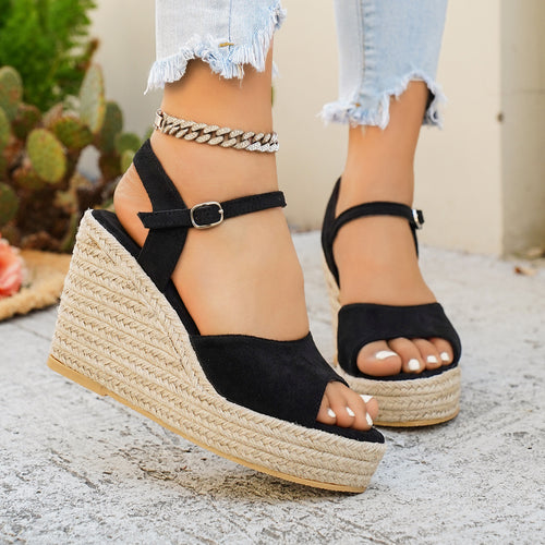 Damen Wedge-Pantoletten mit eleganter Schnallenverzierung R&B