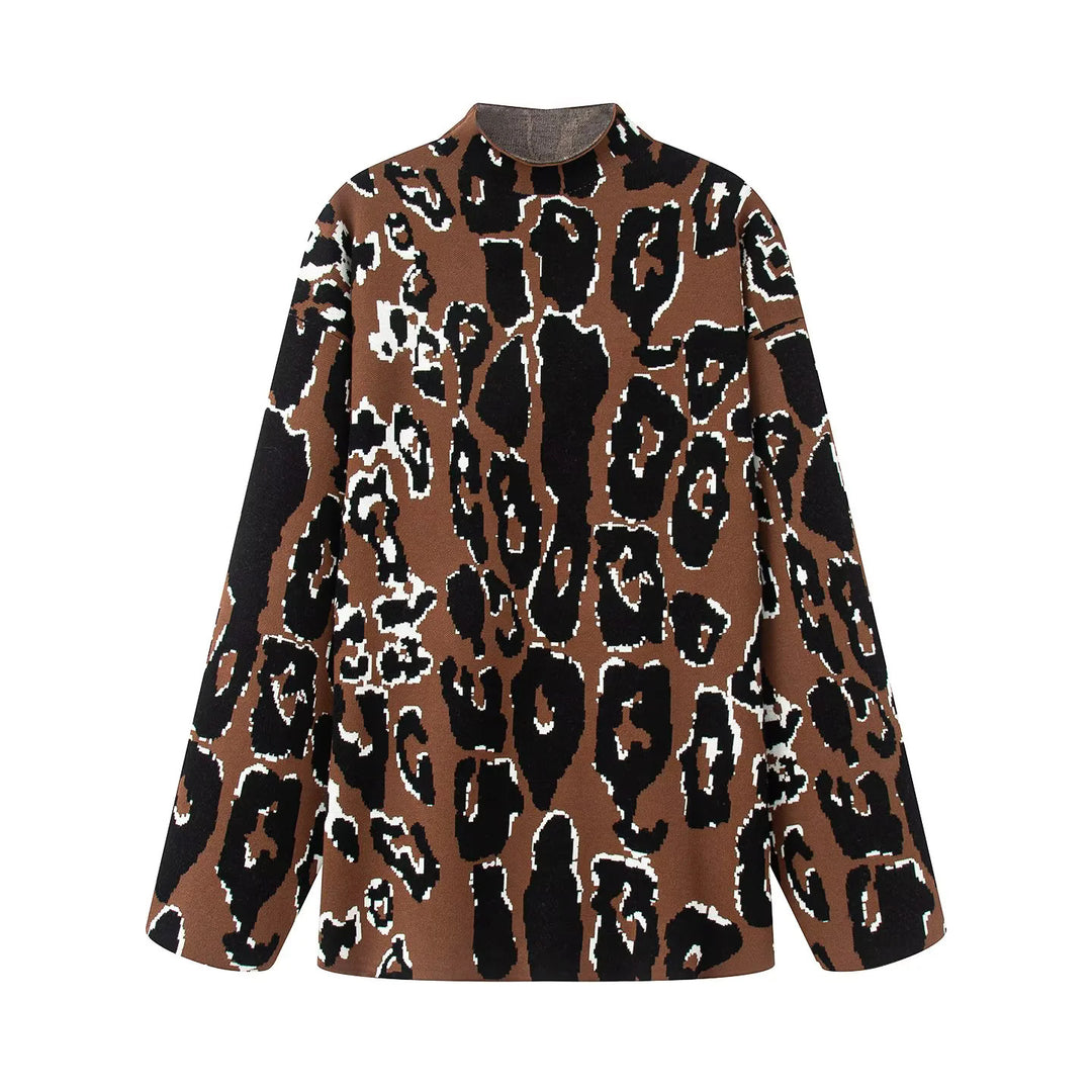 Damen lässiger Animal-Print Pullover R&B