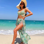 Damen Bikini-Set mit floralem Wickelrock und modischem Oberteil R&B