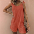 Damen Jumpsuit mit praktischen Taschen und verspielten Schulterbändern R&B